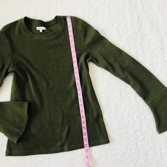 Madewell Ruffle Cuff Ribbed Top Bell Sleeves L - Picture 3 of 7